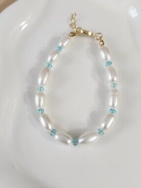 Freshwater Pearl And Blue Topaz Bracelet